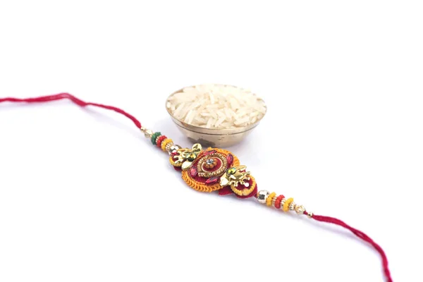 Festival Indio Raksha Bandhan Fondo Con Elegante Rakhi Una Pulsera — Foto de Stock