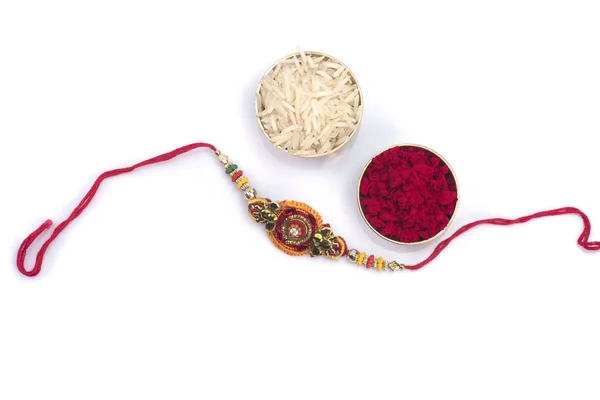 Indiase Festival Raksha Bandhan Achtergrond Met Een Elegante Rakhi Een — Stockfoto