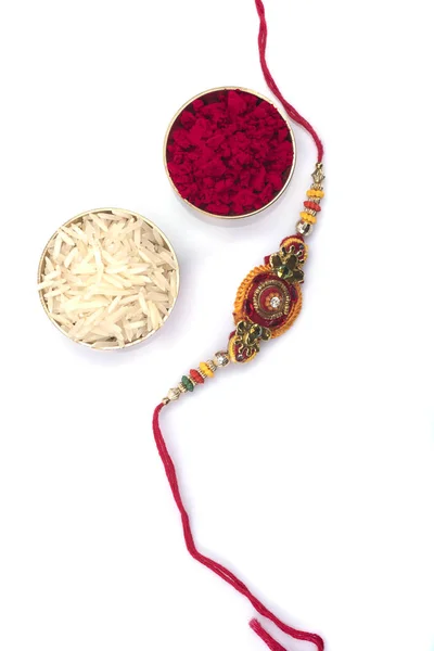 Festival Indiano Raksha Bandhan Fundo Com Elegante Rakhi Uma Pulseira — Fotografia de Stock