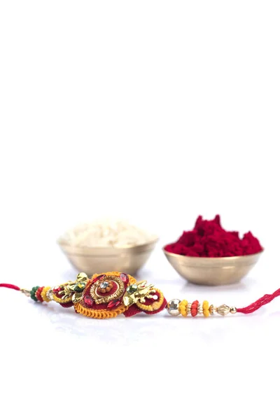 Indisk Festival Raksha Bandhan Baggrund Med Elegant Rakhi Traditionel Indisk - Stock-foto