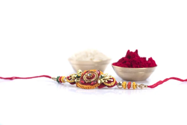 Indian Festival Raksha Bandhan Background Elegant Rakhi Traditional Indian Wrist — Stock Photo, Image