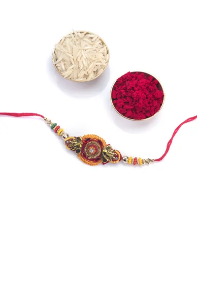 Indiska Festival Raksha Bandhan Bakgrund Med Elegant Rakhi Traditionell Indisk — Stockfoto