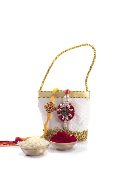 Festival Indio Raksha Bandhan Fondo Con Elegante Rakhi Una Pulsera — Foto de Stock