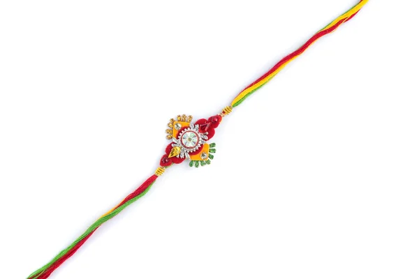 Festival Indiano Raksha Bandhan Fundo Com Elegante Rakhi Fundo Branco — Fotografia de Stock