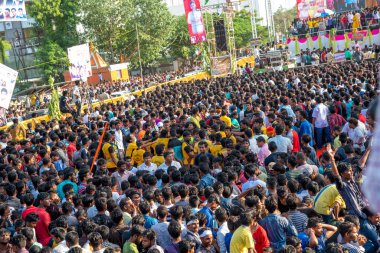 Amravati, Maharashtra, Hindistan - 8 Eylül 2018: Tanrı Krishna 'nın doğumunu kutlamak için 