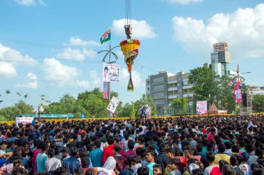 Amravati, Maharashtra, Hindistan - 8 Eylül 2018: Tanrı Krishna 'nın doğumunu kutlamak için 