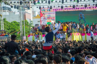 Amravati, Maharashtra, Hindistan - 8 Eylül 2018: Tanrı Krishna 'nın doğumunu kutlamak için 