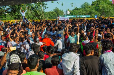 Amravati, Maharashtra, Hindistan - 8 Eylül 2018: Tanrı Krishna 'nın doğumunu kutlamak için 