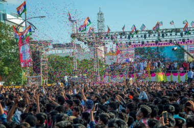 Amravati, Maharashtra, Hindistan - 8 Eylül 2018: Tanrı Krishna 'nın doğumunu kutlamak için 