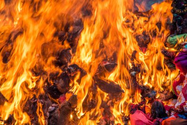 Holika Dahan 'ı odun ya da hindistan cevizi yakarak ve yakarak kutluyoruz. Holi renk festivali ya da paylaşım festivali olarak da bilinir..