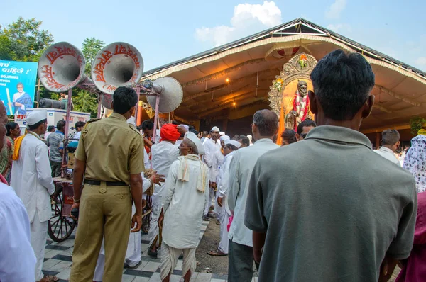 AMRAVATI, MAHARASHTRA, INDIA - 27 SEPTEMBER 2018: Chatrapati Shivaji Maharaj idol during the procession of immersion Ganesh. Ganesh Chaturthi festival. — Stock Photo, Image