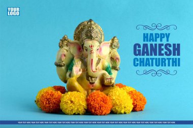 Lord ganesha Idol mutlu Ganesh Chaturthi tebrik kartı tasarımı