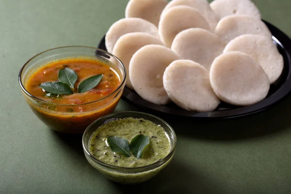 Idli Con Sambar Chutney Coco Plato Indio Comida Favorita Del — Foto de Stock