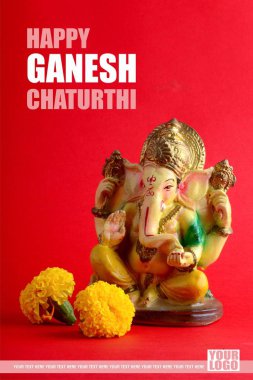 Lord ganesha Idol mutlu Ganesh Chaturthi tebrik kartı tasarımı
