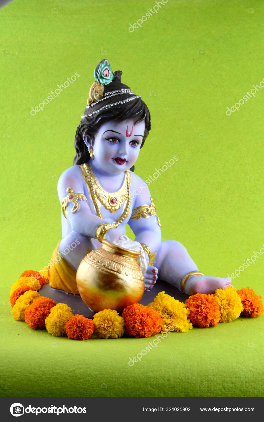 Hindu God Krishna on green background Stock Photo by ©DipakShelare ...