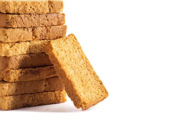 Beyaz arka planda Rusk veya tost