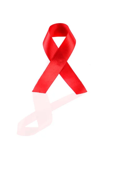 Aids Awareness Red Ribbon White Background — Stock Photo, Image