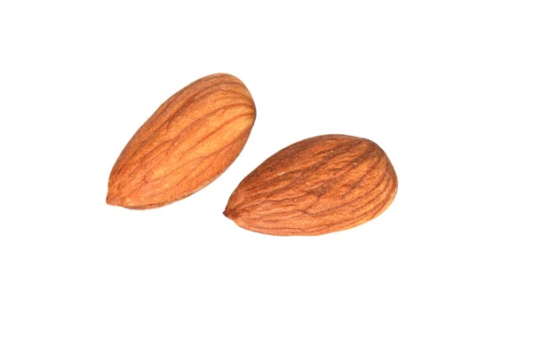 Chutné mandle ořechy izolovaných na bílém pozadí — Stock fotografie