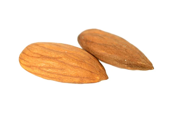 Tasty almonds nuts isolated on white background — Stock Photo, Image