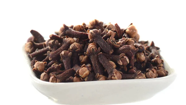 Cloves Plate Isolated White Background — Stock Photo, Image