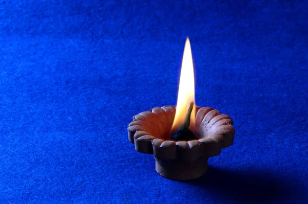 Clay Diya Lampy Během Diwali Celebration Pozdrav Karta Design Indian — Stock fotografie