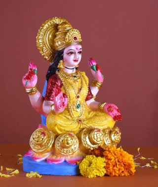 Lakshmi - Hindu tanrıçası, Tanrıça Lakshmi. Diwali Kutlamaları sırasında Tanrıça Lakshmi. Hint Hindu Işık Festivali Diwali