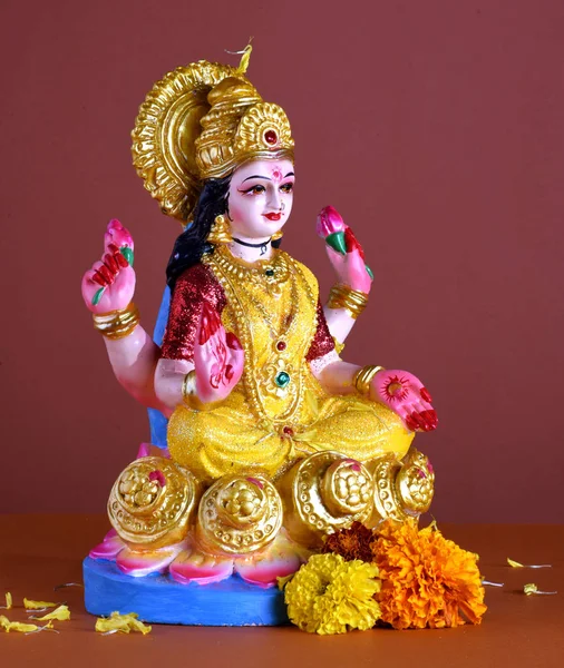 拉克希米（Lakshmi）-印度教女神拉克希米女神。 在Diwali庆典期间，女神Lakshmi 。 印度印度教灯节叫做Diwali — 图库照片