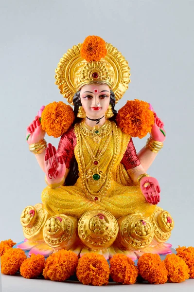 Lakshmi - Deusa hindu, Deusa Lakshmi. Deusa Lakshmi durante a celebração de Diwali. Indian Hindu Light Festival chamado Diwali — Fotografia de Stock