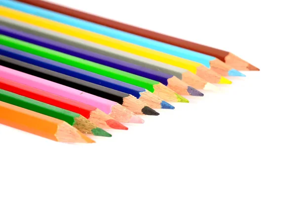Colour pencils isolated on white background close up — Stock Photo, Image
