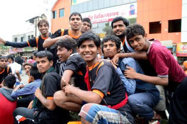 Amravati, Maharashtra, Hindistan - 24 Ağustos - Hindistan 'ın Maharashtra kentinde Tanrı Krishna' nın doğumunu kutlamak için Dahi Handi festivalinde 