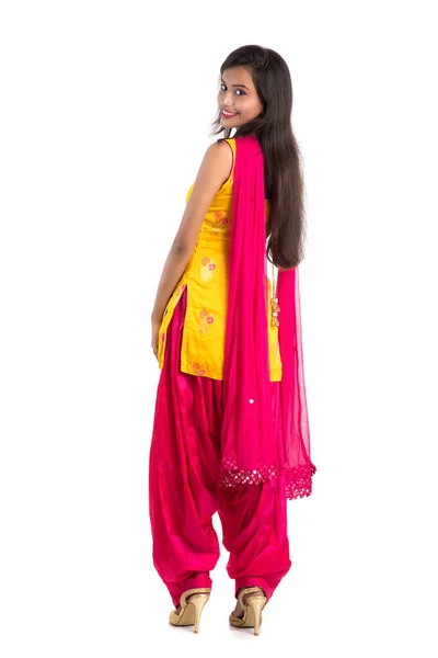 Beautiful Indian Traditional Girl Posing White Background Stock Photo