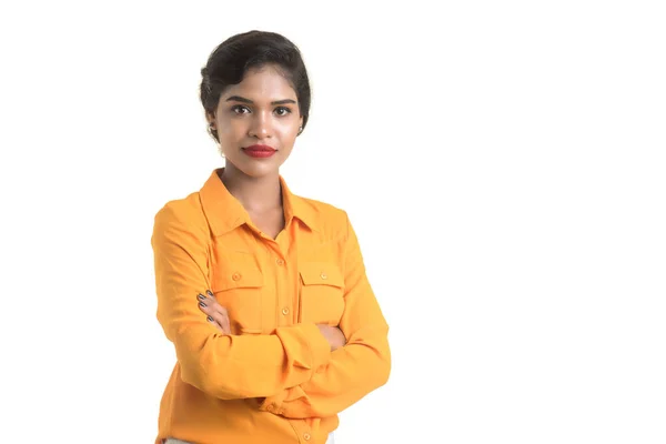 Retrato Bela Menina Sorridente Jovem — Fotografia de Stock