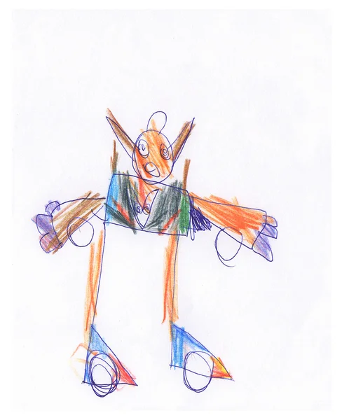 Rysunek dziecka, robot — Zdjęcie stockowe