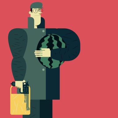 adam bir silah ve bir karpuz