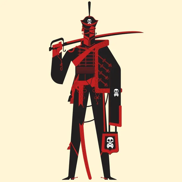 Black hussars, flat style — Stock Vector