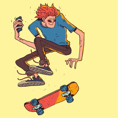  bir kaykay üzerinde atlar