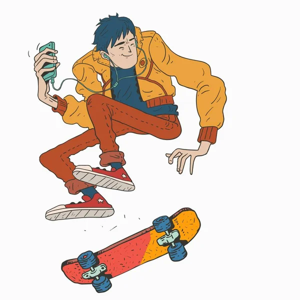 Adolescente con skateboard — Foto Stock