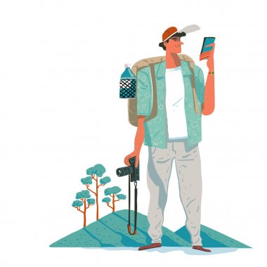 turist smartphone vasıl görünüyor