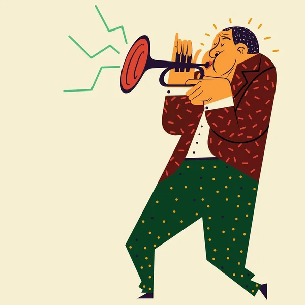 La trompette joue de la trompette — Image vectorielle