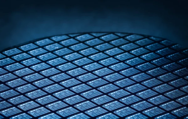 Detail eines Silizium-Wafers mit Mikrochips — Stockfoto