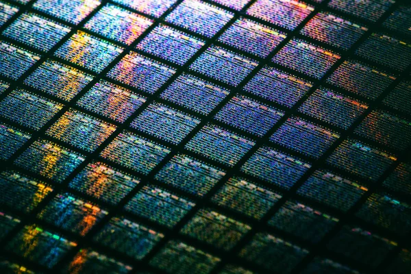 Detail van silicium Wafer met Microchips — Stockfoto