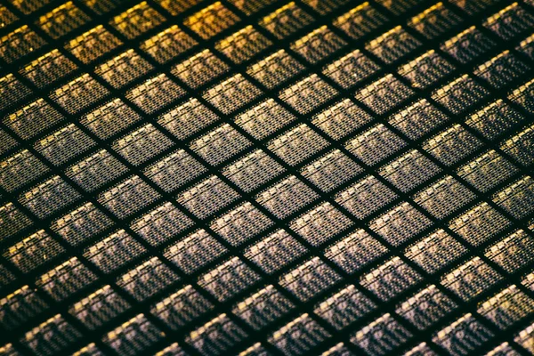 Detail van silicium Wafer met Microchips — Stockfoto