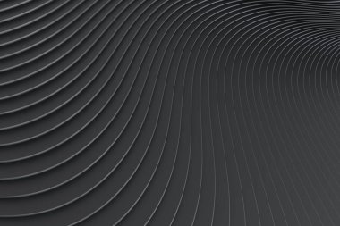 Siyah soyut eğri çizgilerin 3B görüntülenmesi