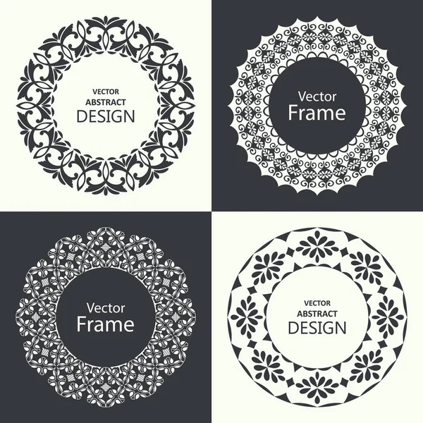 Set of monogram line vintage frames — Stock Vector