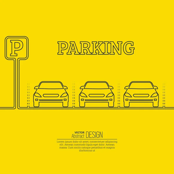 Abstrakt bakgrund med bilar och vägmärke — Stock vektor