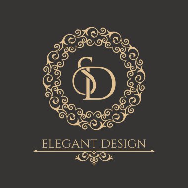 İç içe geçmiş üzerinden monogram Sd mektuplar