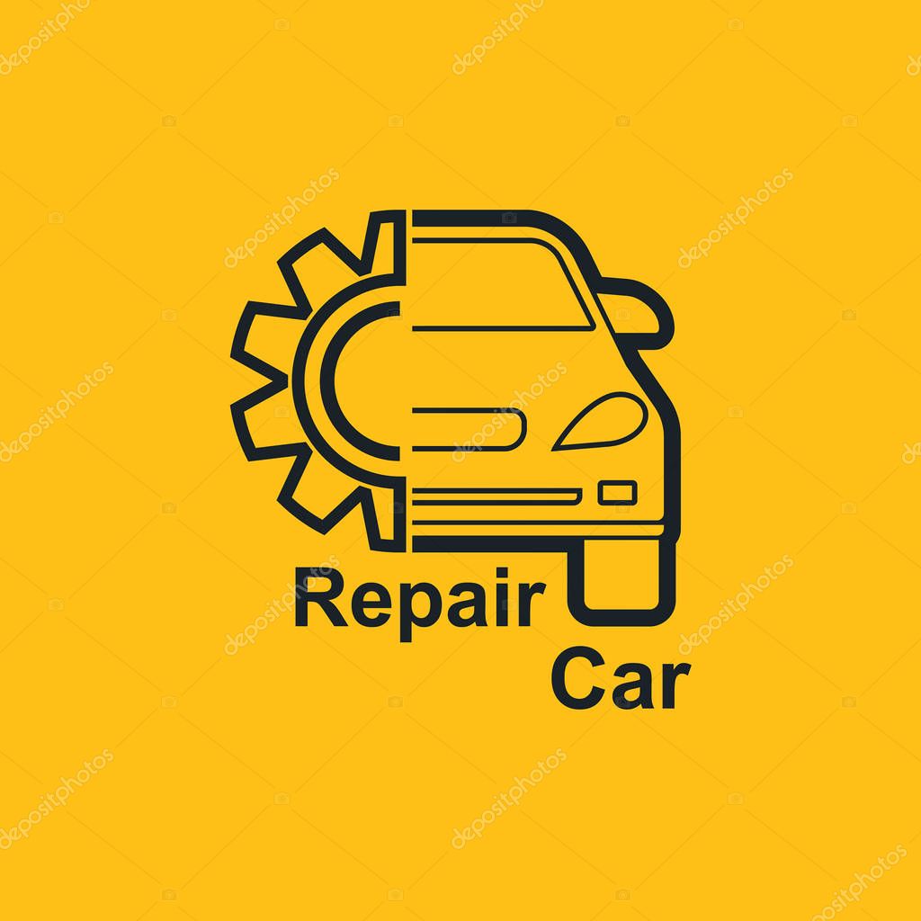 Car repair badges. Technical service. Logotype .Vector illustration for stickers, emblems, locations of repair points.Flat design.