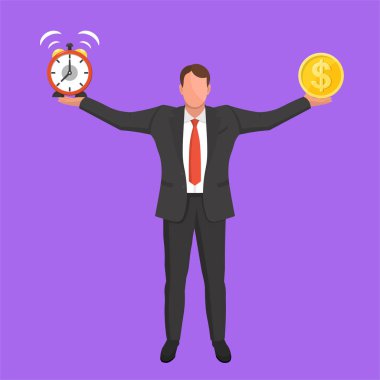 Bir işadamı çalar saati tutar.