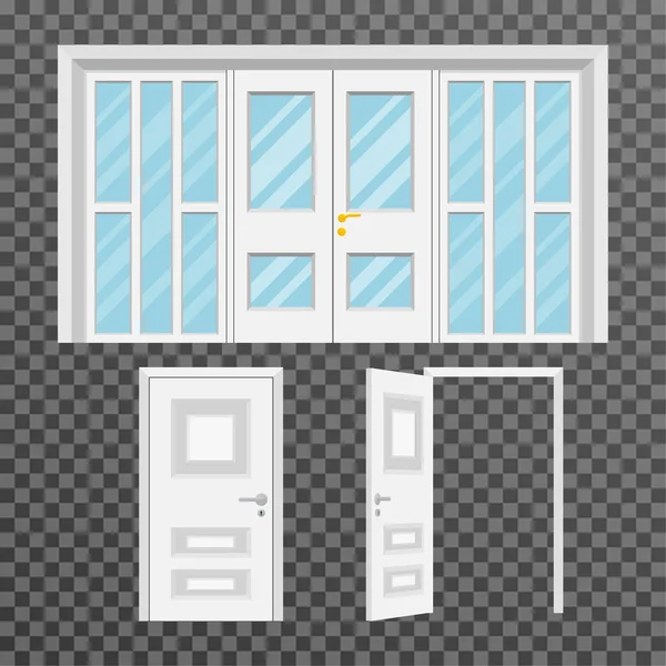 Eine Reihe von Türen auf einem isolierten transparenten Hintergrund — Stockvektor