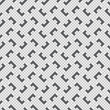 Vektör kusursuz desen. Eşkenarlar, eşkenarlar ve eşkenarlar ile düzenli olarak tekrar eden fayanslı doğrusal ızgarayı oluşturan kesişen ince çizgilerle modern stil dokusu. Soyut geometrik arkaplan